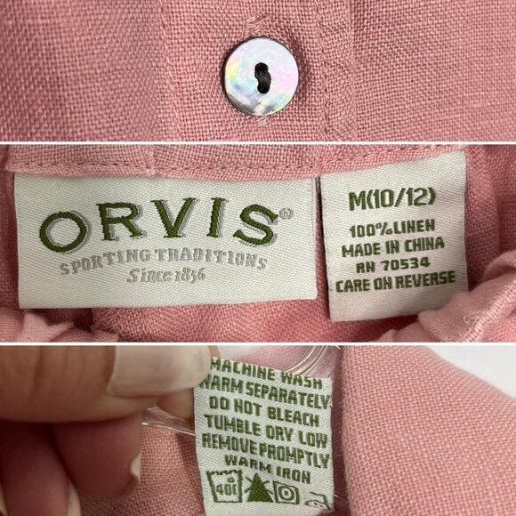 Orvis Pink 100% Linen Set Button Down Shirt and Pull On Pants Size Medium - Picture 10 of 10